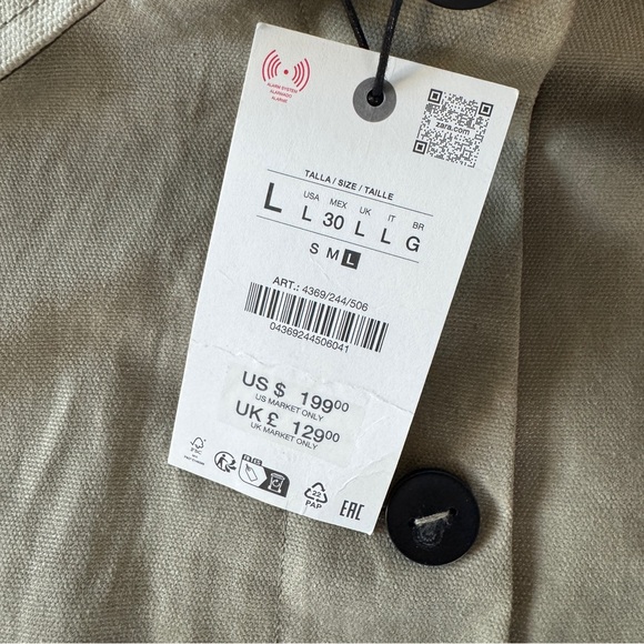 Zara Limited Edition Waxed Trench Coat Sz L - Picture 8 of 8